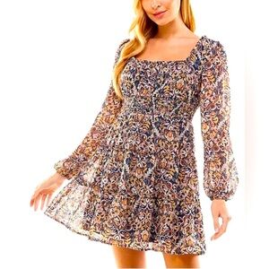 City Studios Square-Neck Fit & Flare Dress NWOT